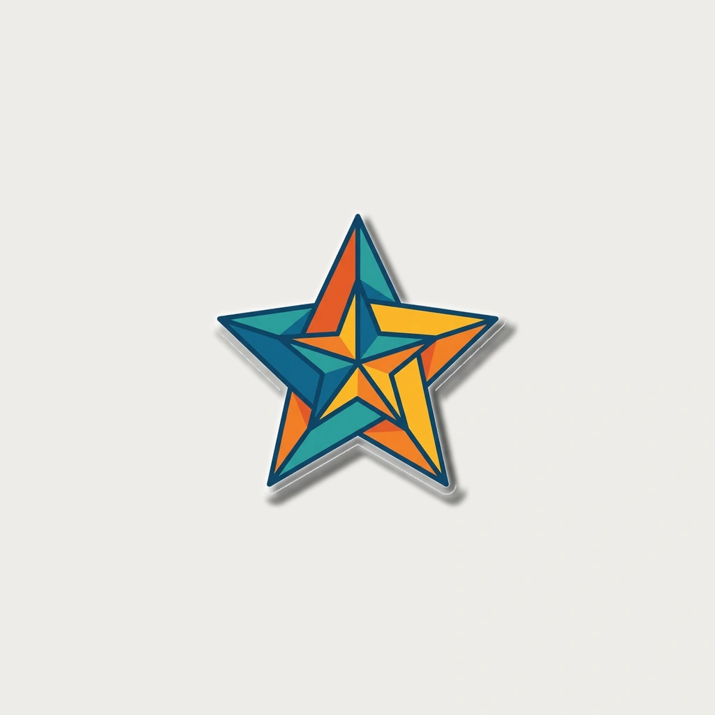 Tiny Origami Star Sticker, Product, White
