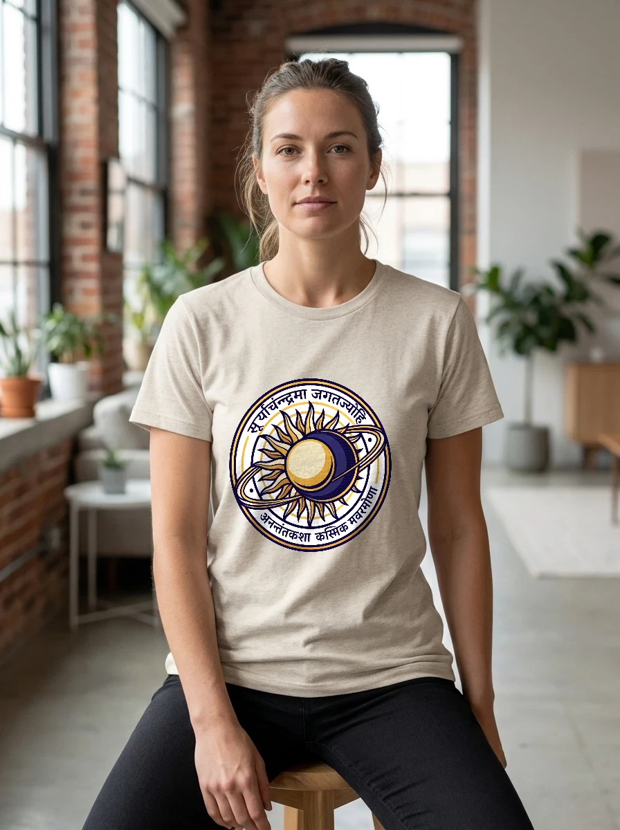 Sanskrit Shlok with Celestial Sign, Worn, Heather Natural