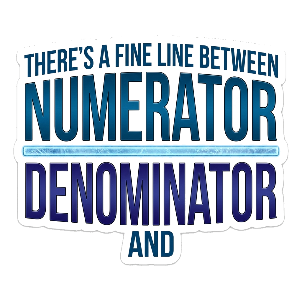 Artwork generated from 'tee that says "there's a fine line between numerator and denominator" fraction bar on ice blue'