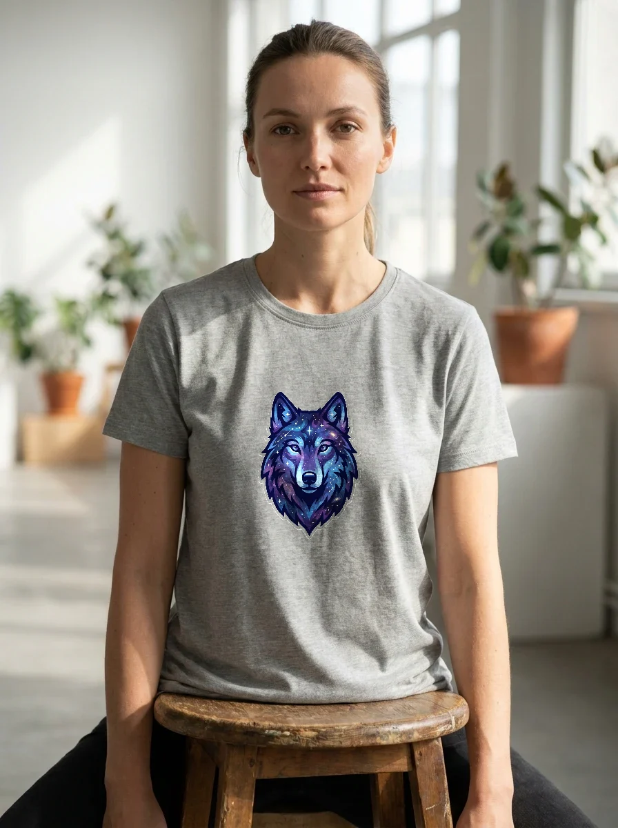 Galaxy Wolf Tee, Worn, Ash