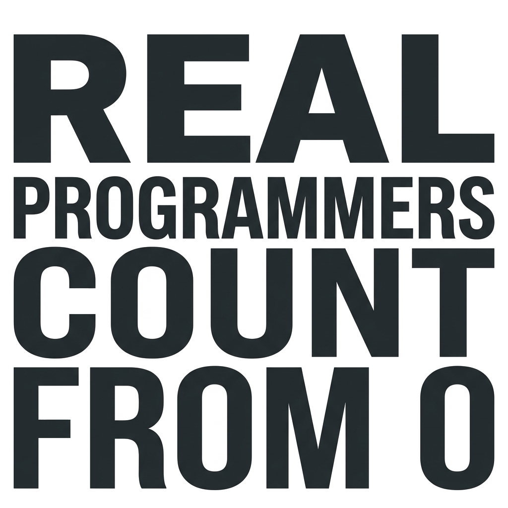 Artwork generated from 'tee that says "real programmers count from 0" on charcoal'