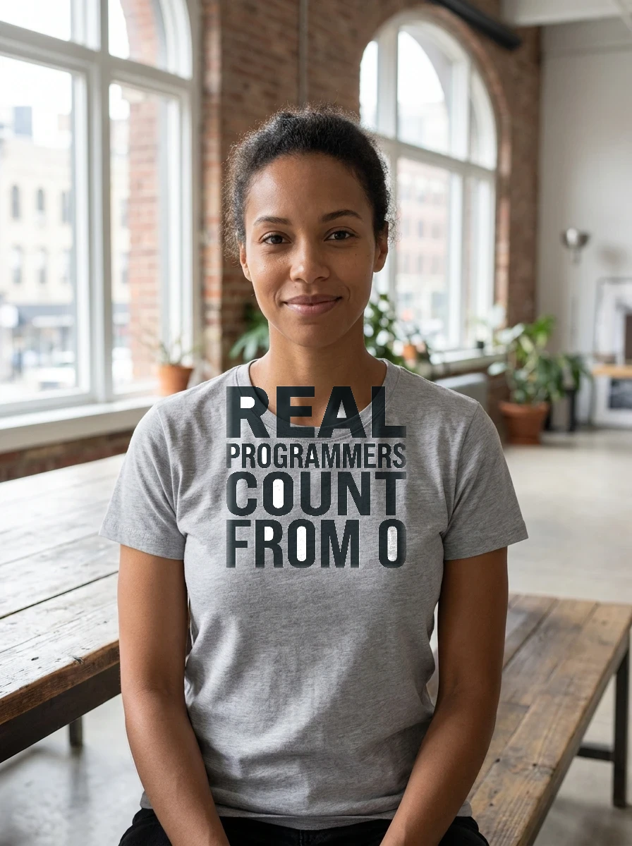 Tee That Says "real Programmers Count, Worn, Ash