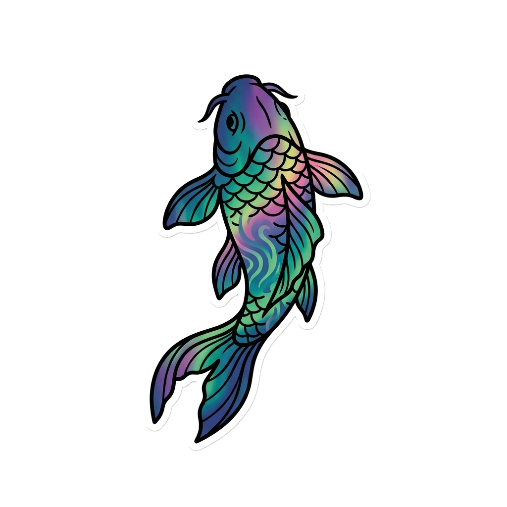 Artwork generated from 'aurora borealis koi fish hoodie'