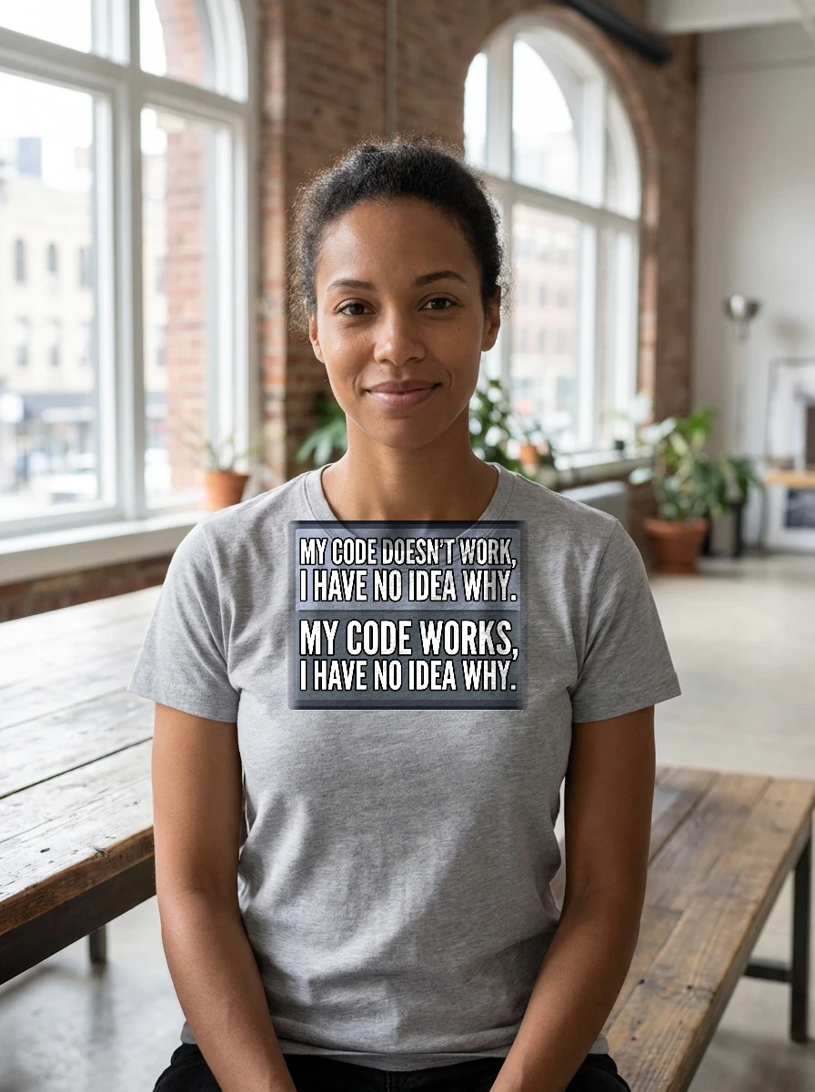 Tee That Says "my Code Doesn't, Worn, Ash