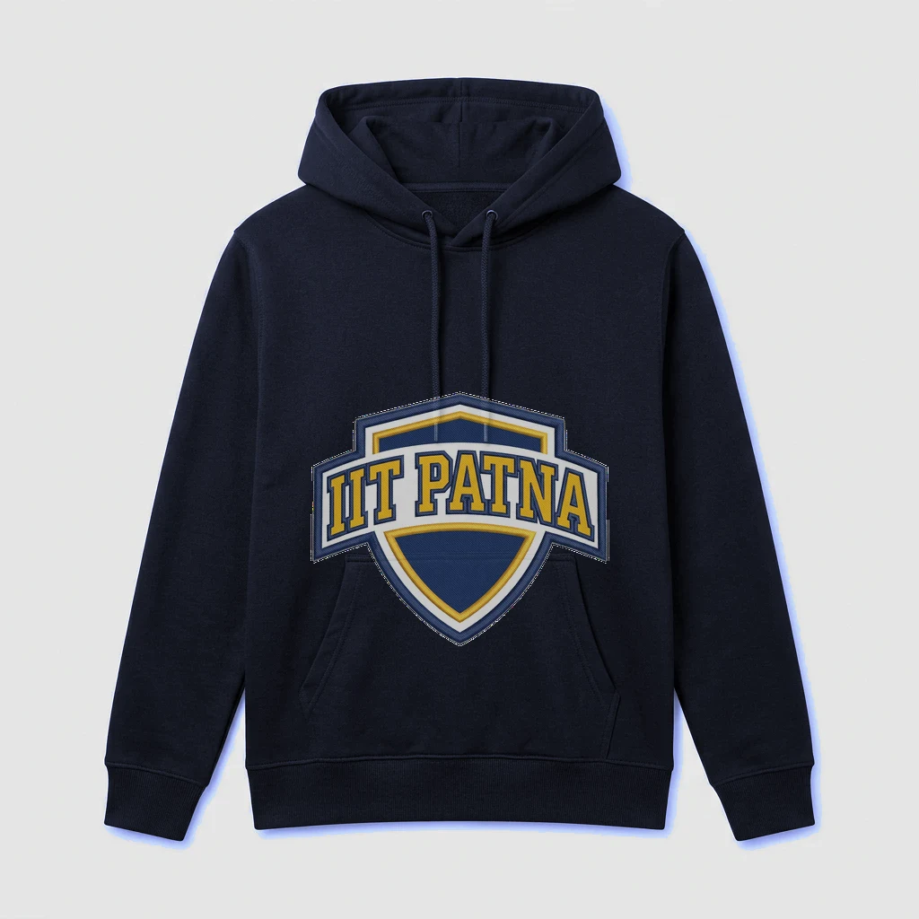 Embroidered Iit Patna Hoodie, Product, Navy