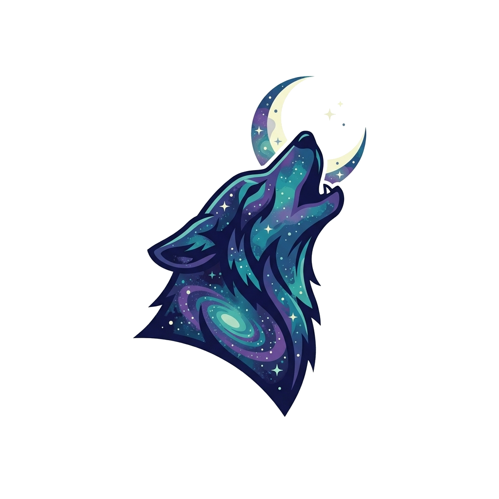 Artwork generated from 'cosmic galaxy wolf howling at the moon tank top'