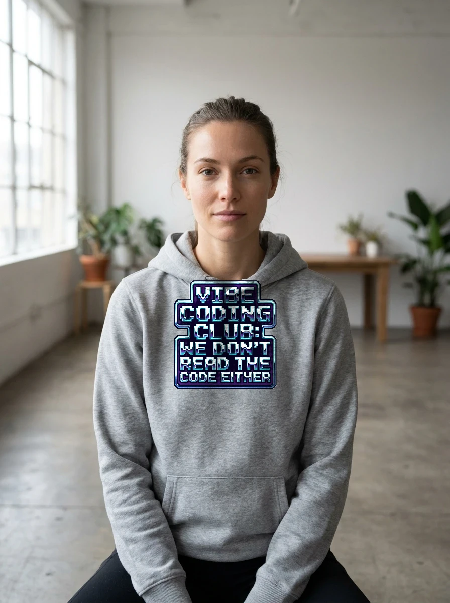 Hoodie That Says "vibe Coding Club:, Worn, Athletic Heather