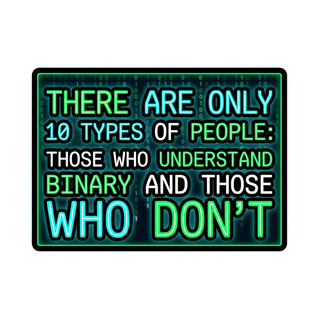 Artwork generated from 'tee that says "there are only 10 types of people: those who understand binary and those who don't" on navy'