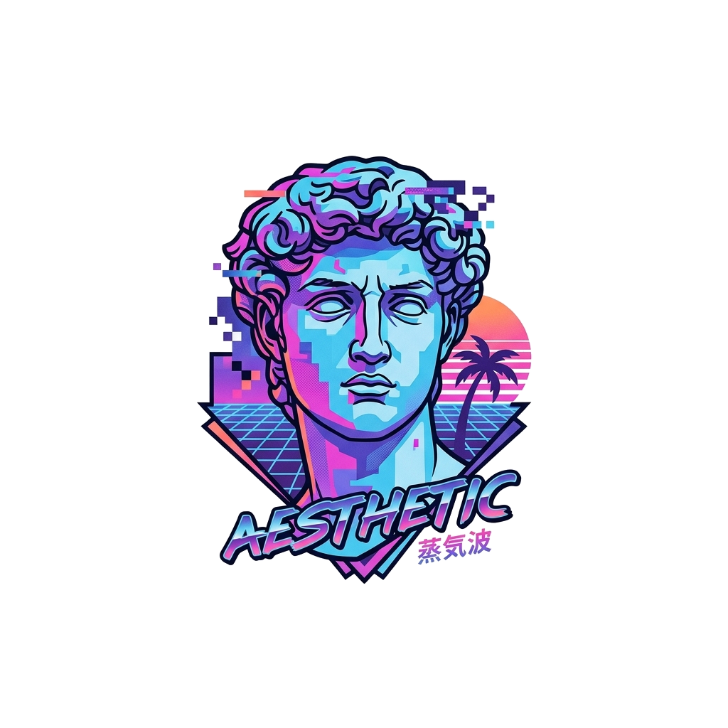 Artwork generated from 'retro vaporwave tee'