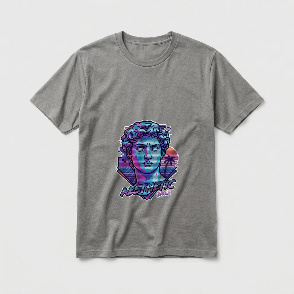 Retro Vaporwave Tee, Product, Ash