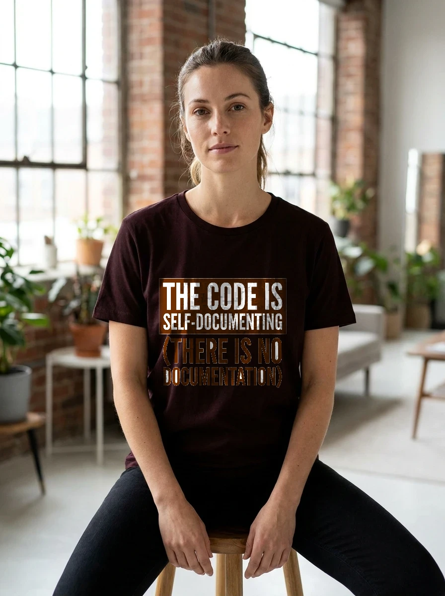 Tee That Says "the Code Is, Worn, Oxblood Black