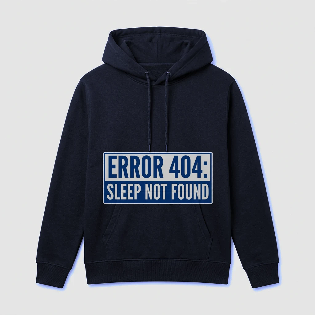 Hoodie That Says "error 404: Sleep, Product, Navy