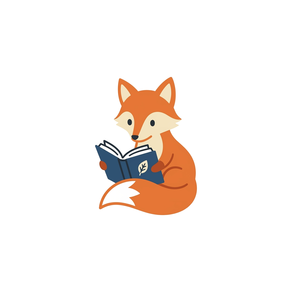 Artwork generated from 'minimalist fox reading a book tee'