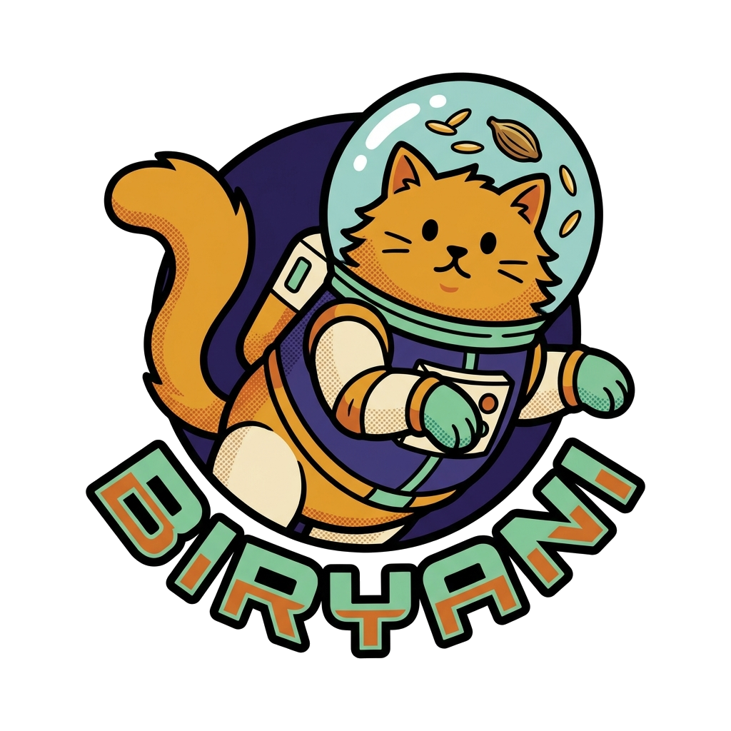 Artwork generated from 'cat named biryani, astronaut'