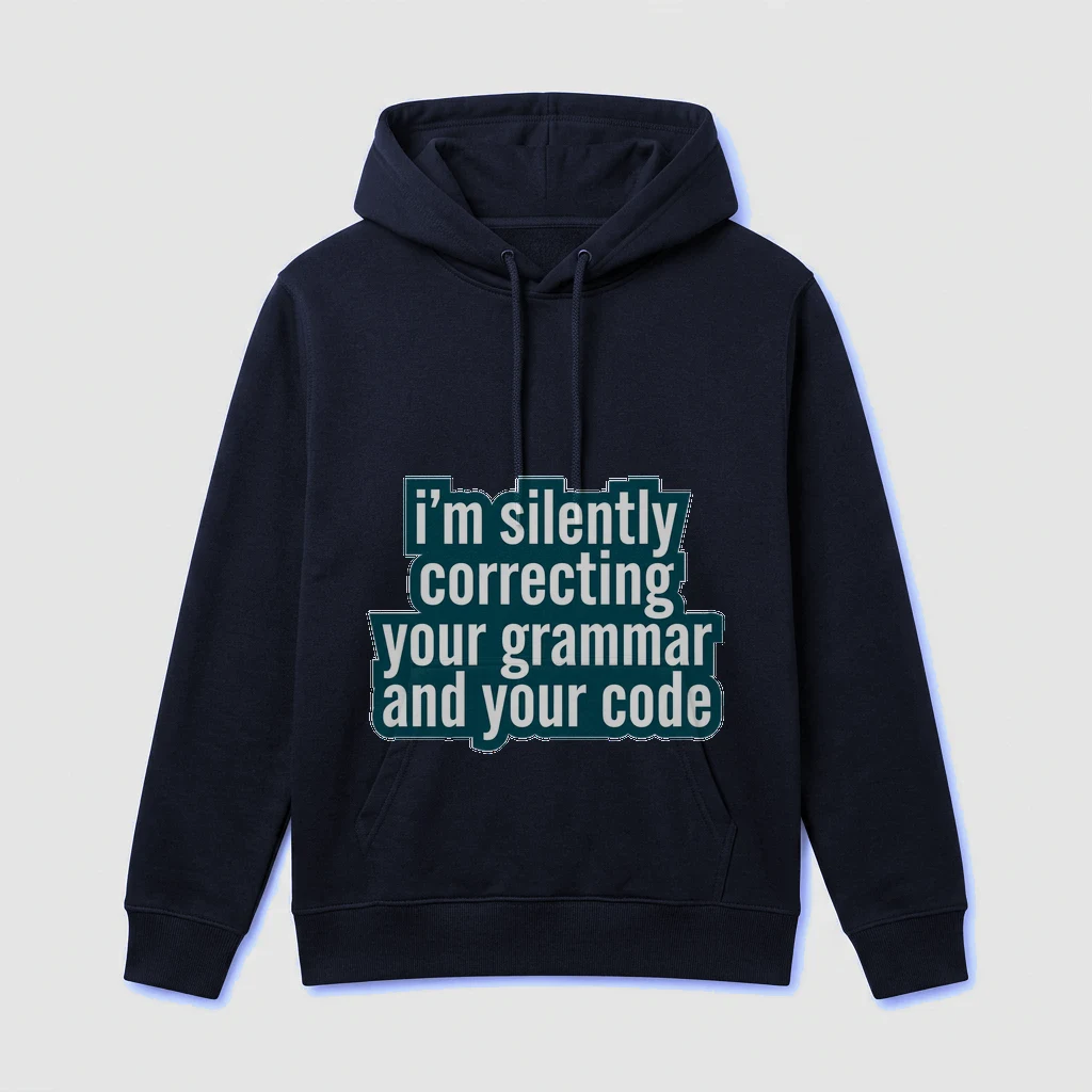 Hoodie That Says "i'm Silently Correcting, Product, Navy