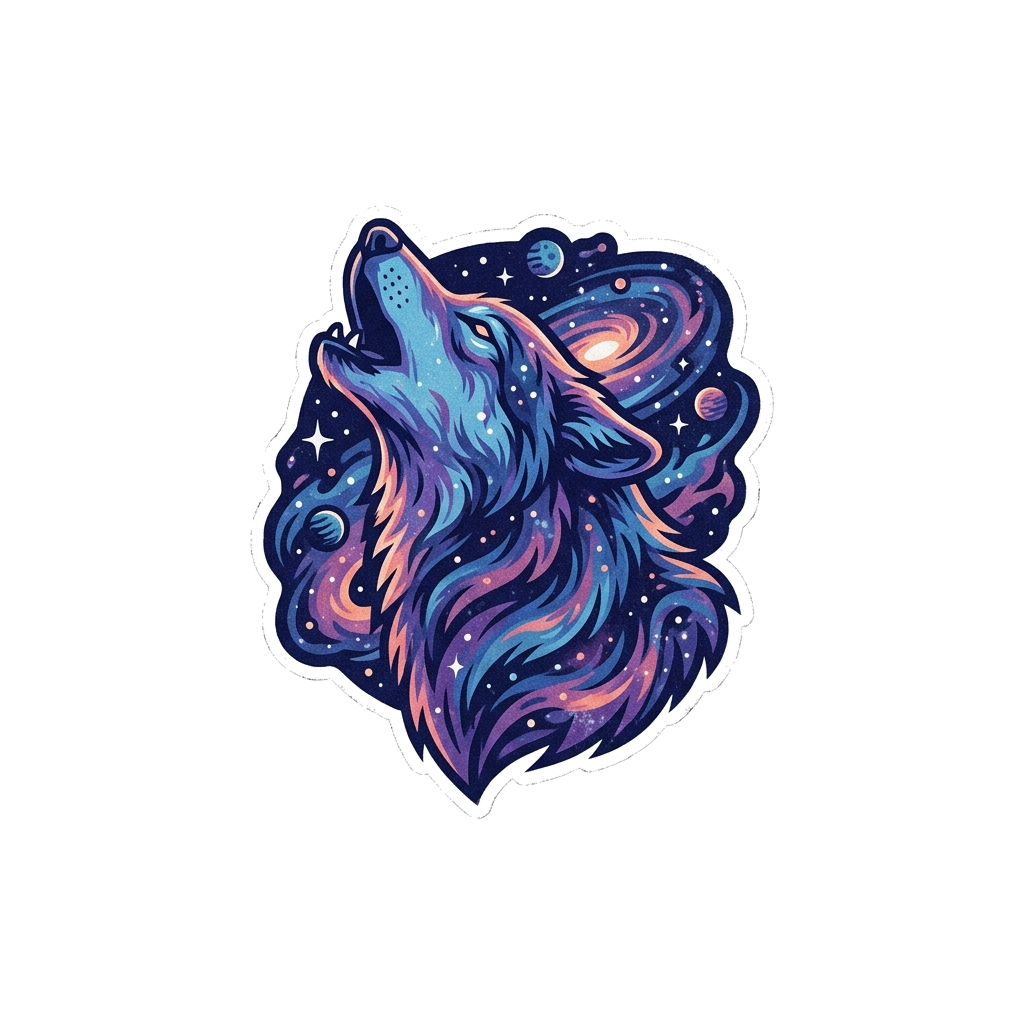 Artwork generated from 'cosmic wolf howling at galaxy'