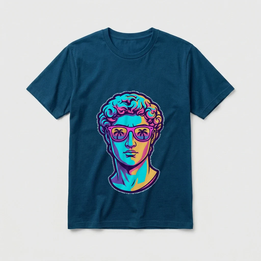 Retro Vaporwave Tee, Product, Ocean Blue