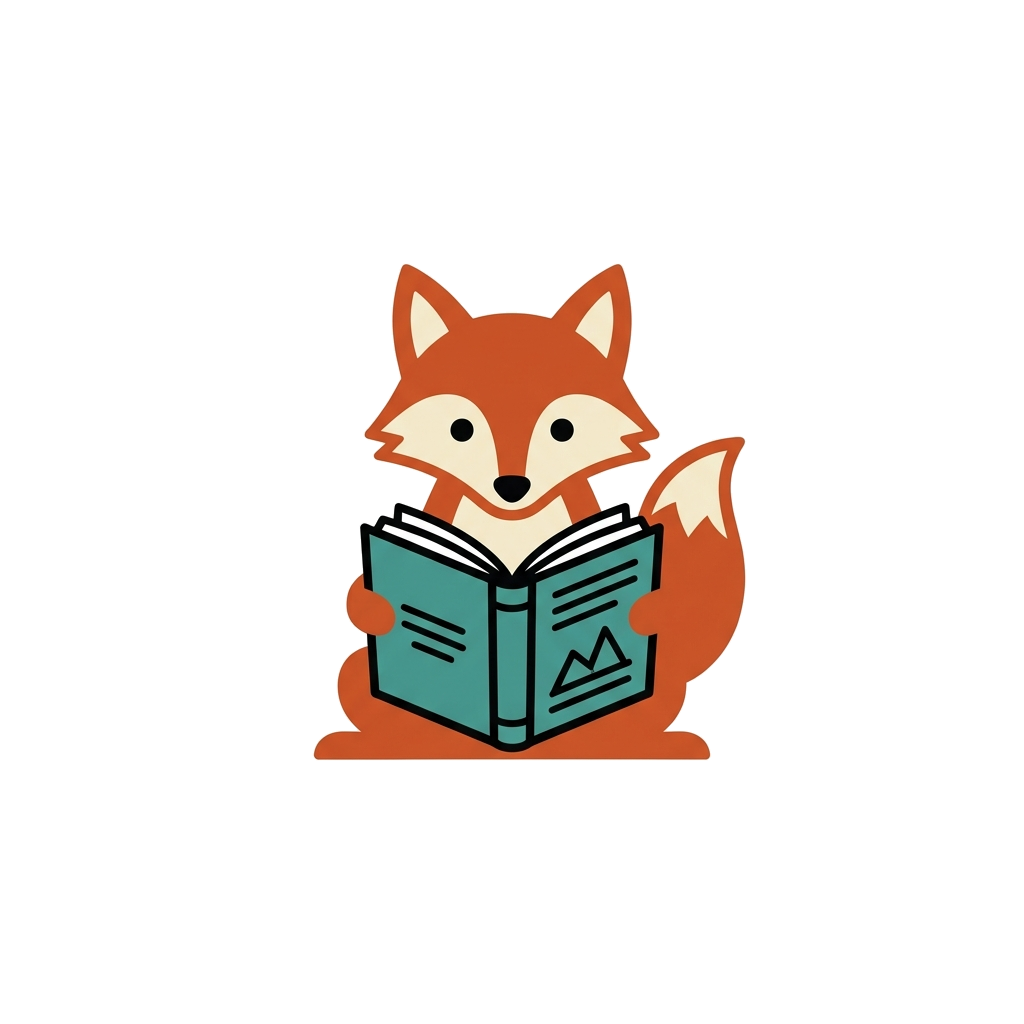 Artwork generated from 'minimalist fox reading a book tee'