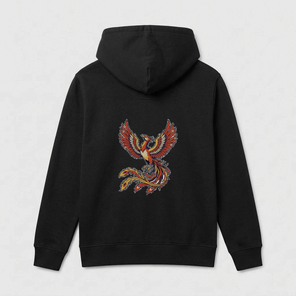 Phoenix Rising on the Back, Product, Black