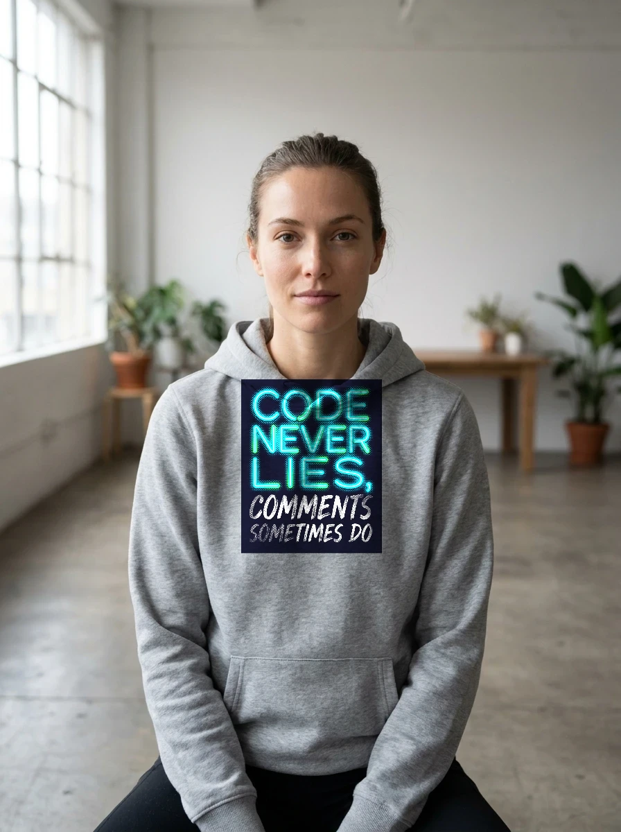 Hoodie That Says "code Never Lies,, Worn, Athletic Heather