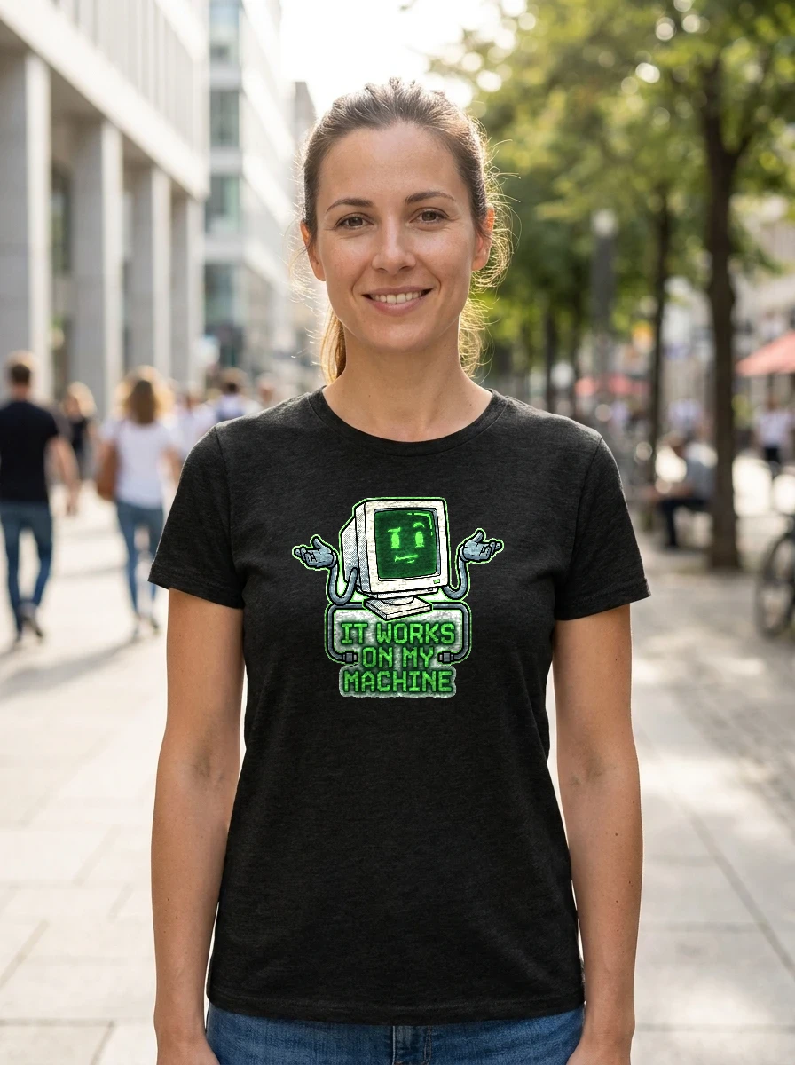 Tee That Says "it Works, Worn, Black Heather