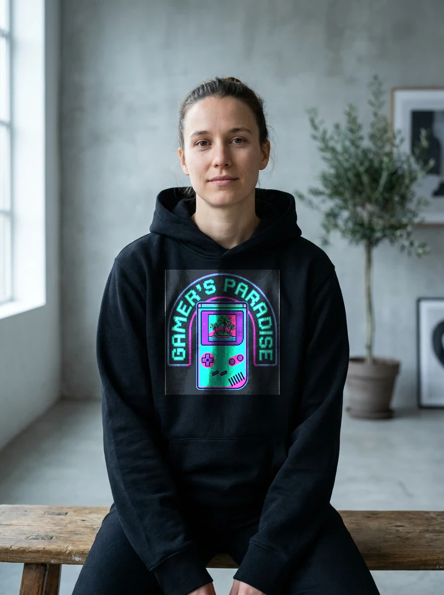 Gamer's Paradise Hoodie, Worn, Black
