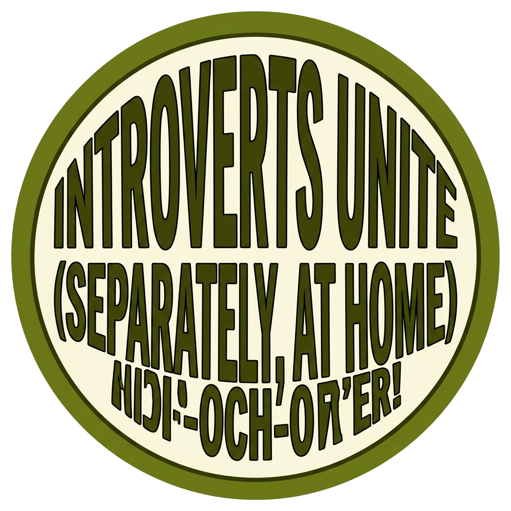 Artwork generated from 'hoodie that says "introverts unite (separately, at home)" on olive'