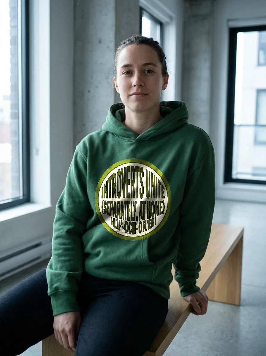 Hoodie That Says "introverts Unite (separately,, Worn, Forest