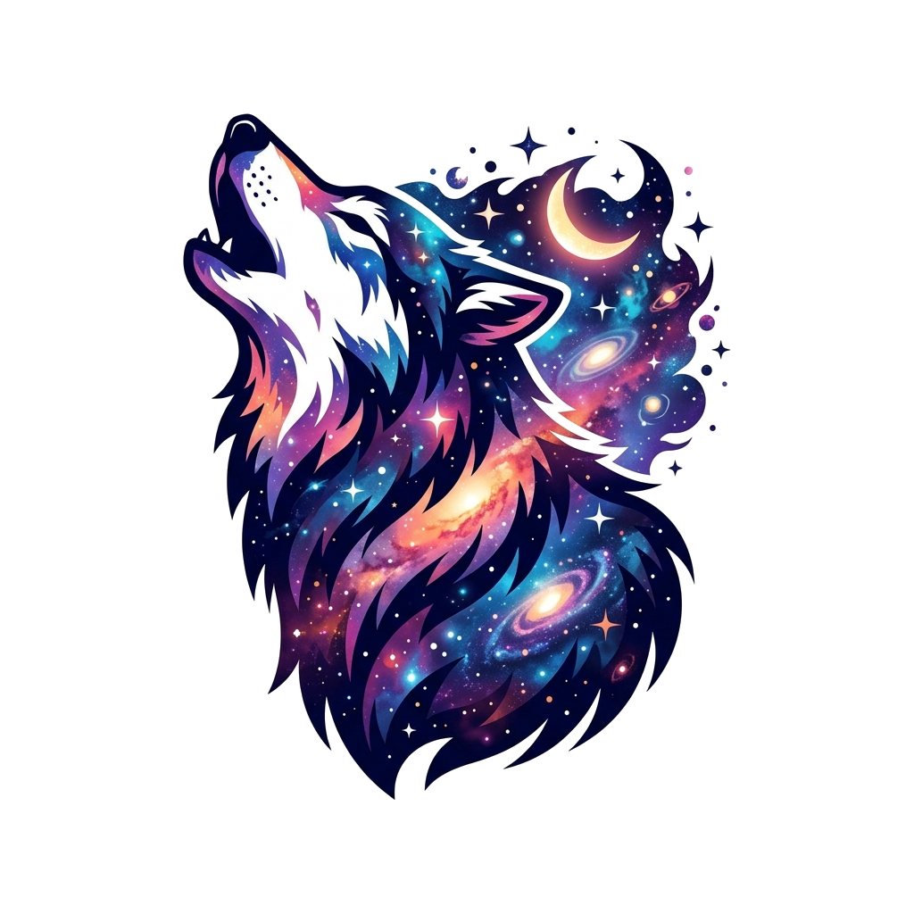 Artwork generated from 'galaxy wolf tee'