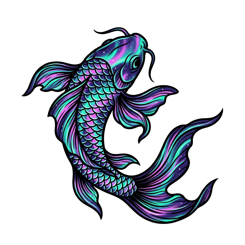 Artwork generated from 'aurora koi swimming tee'