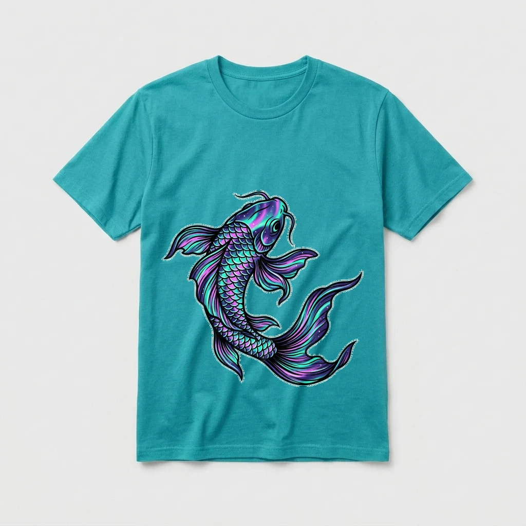 Aurora Koi Swimming Tee, Product, Turquoise