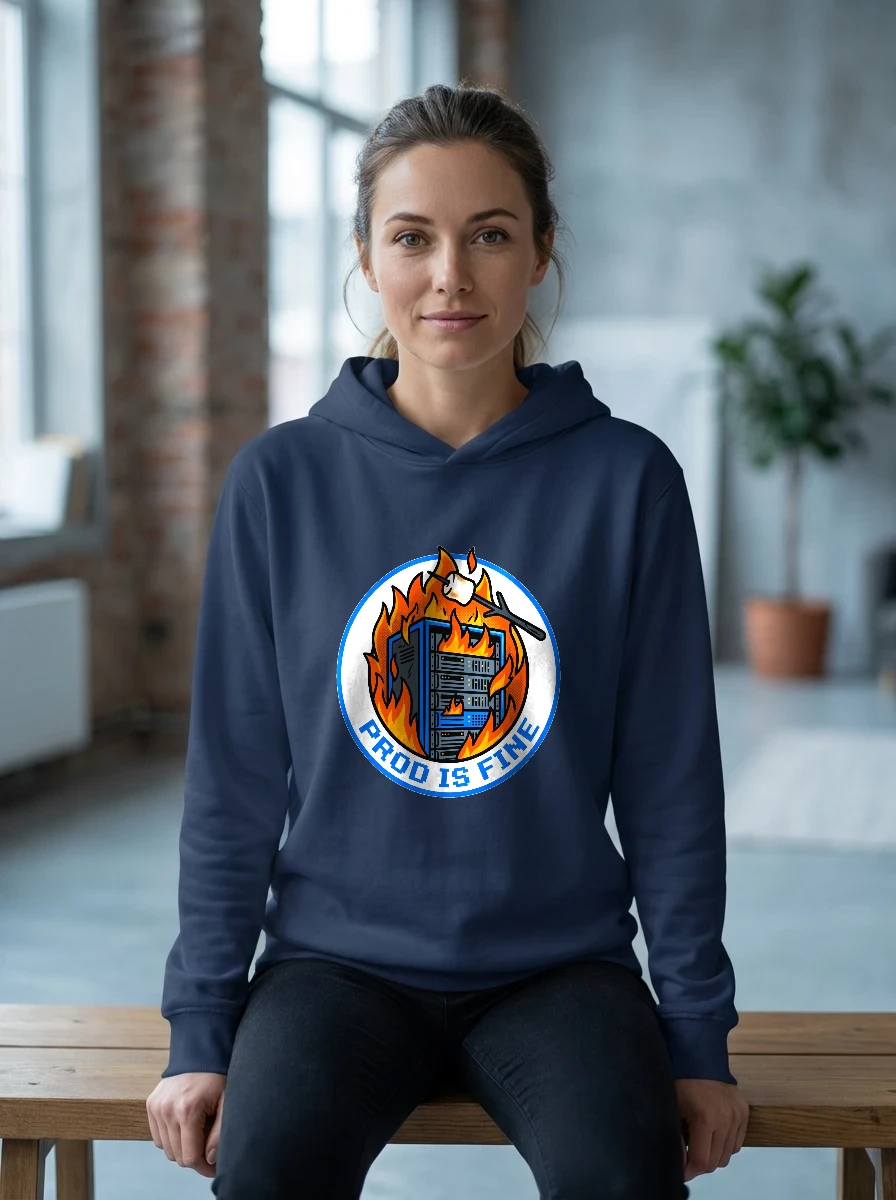 Developer Meme Hoodie, Worn, Navy