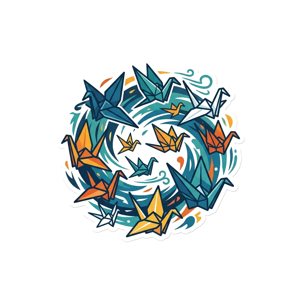 Artwork generated from 'paper crane origami storm tee'