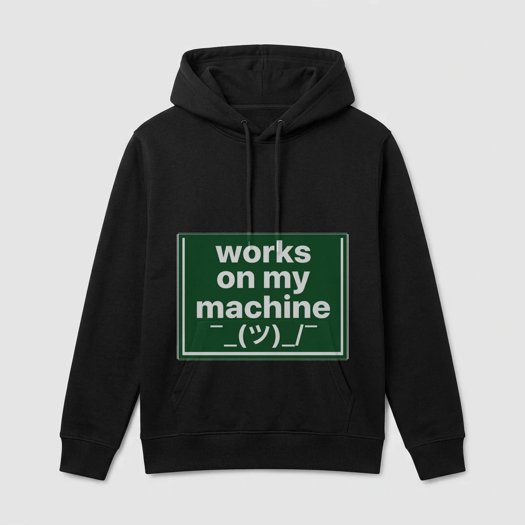Hoodie That Says "works, Product, Black