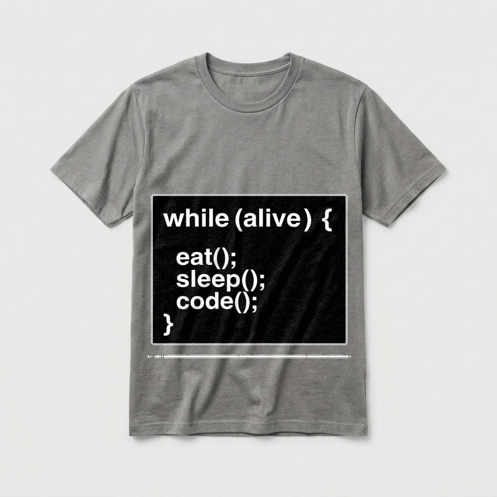 Tee That Says "while (alive) {, Product, Ash