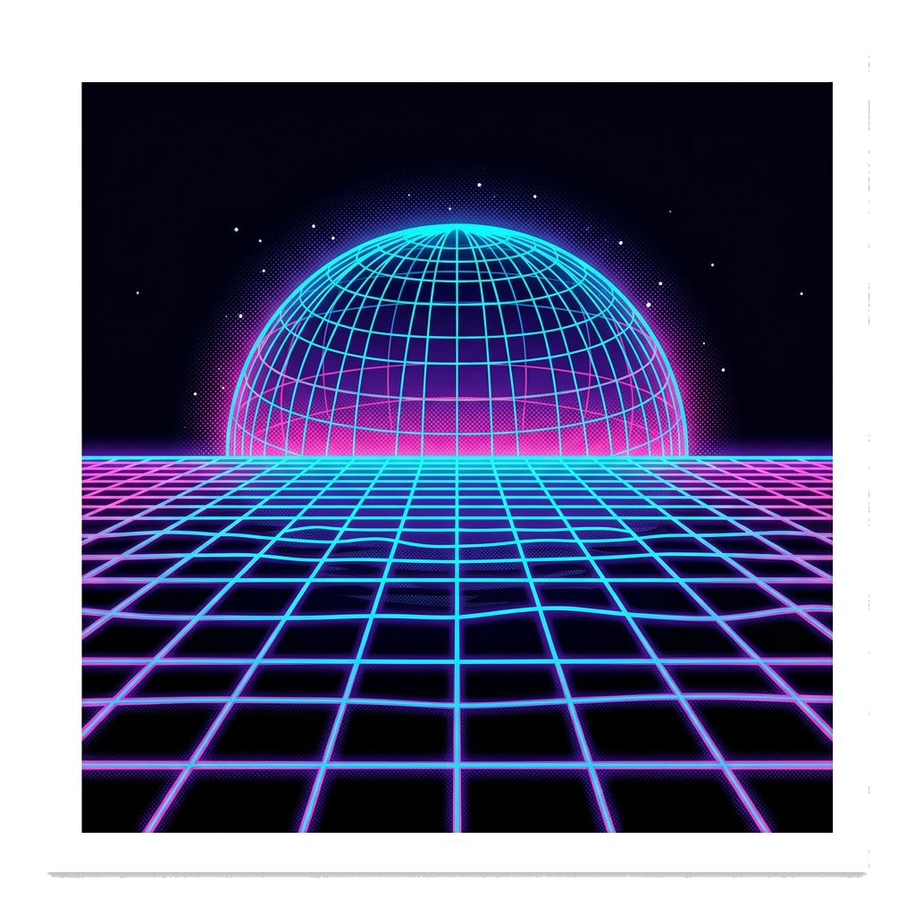 Artwork generated from 'synthwave grid desk mat'
