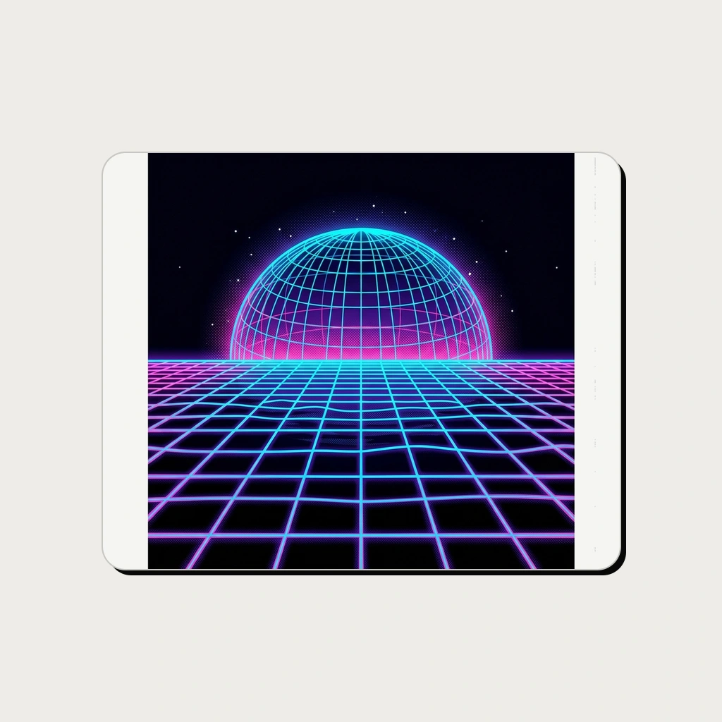 Synthwave Grid Desk Mat, Product, Black