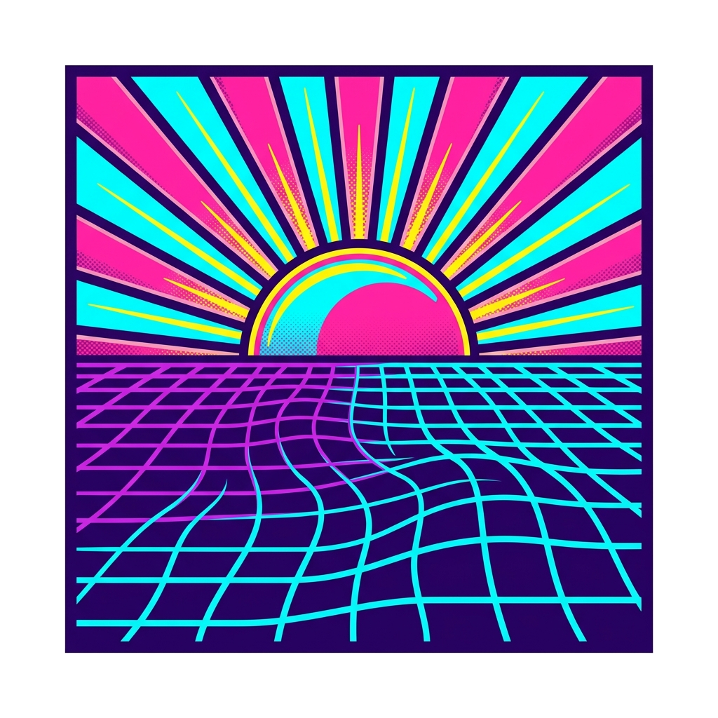 Artwork generated from 'retro sunset grid desk mat'