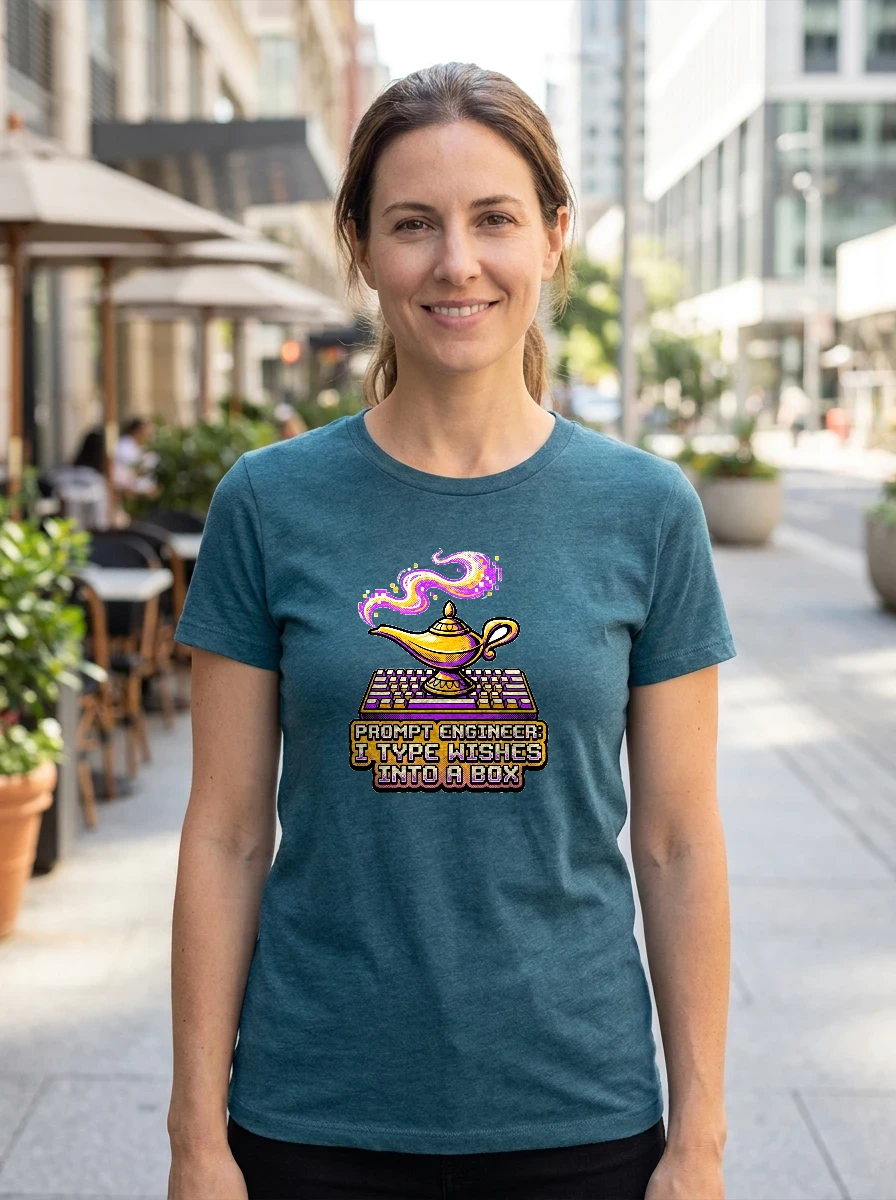 Tee That Says "prompt Engineer:, Worn, Heather Deep Teal