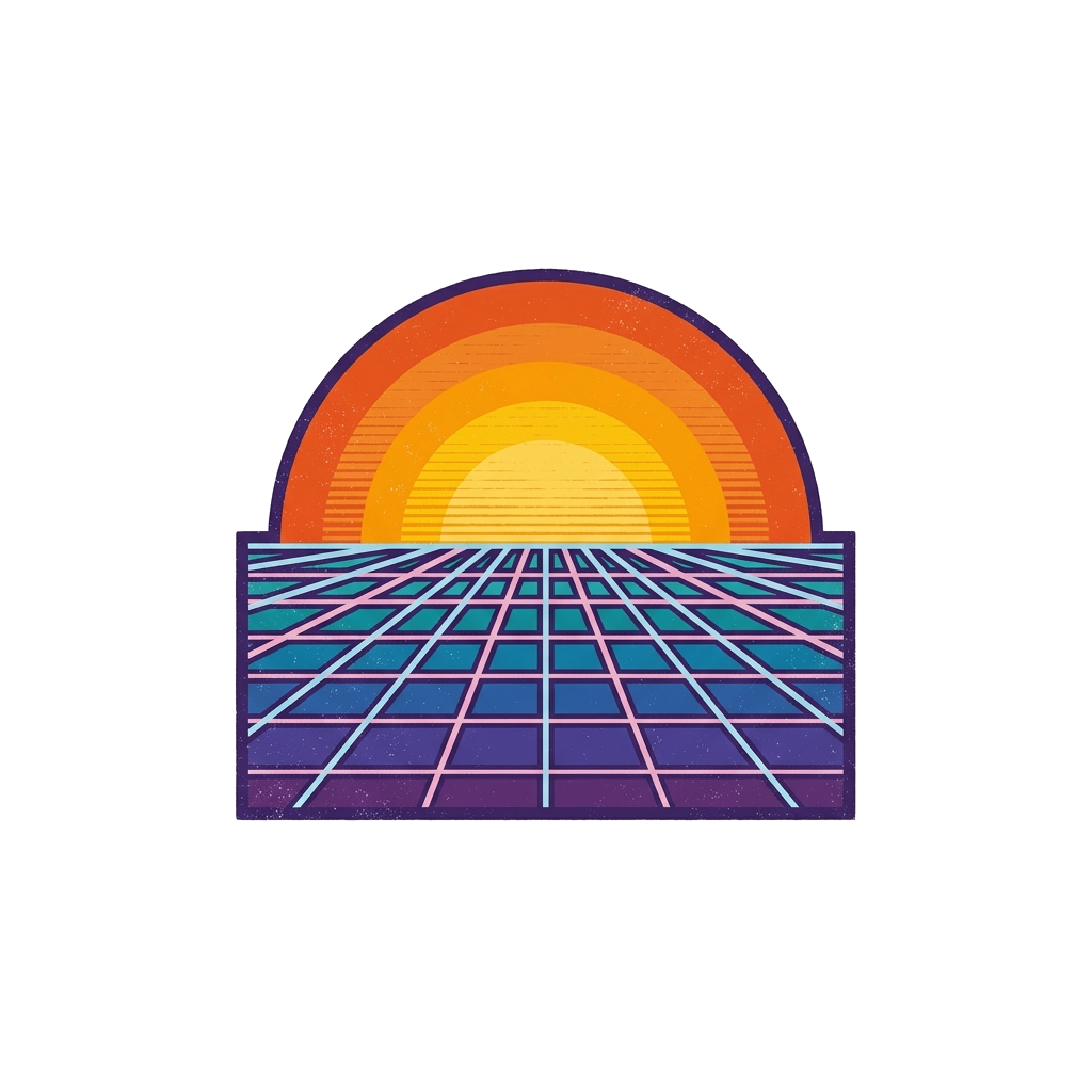 Artwork generated from 'retro sunset grid desk mat'