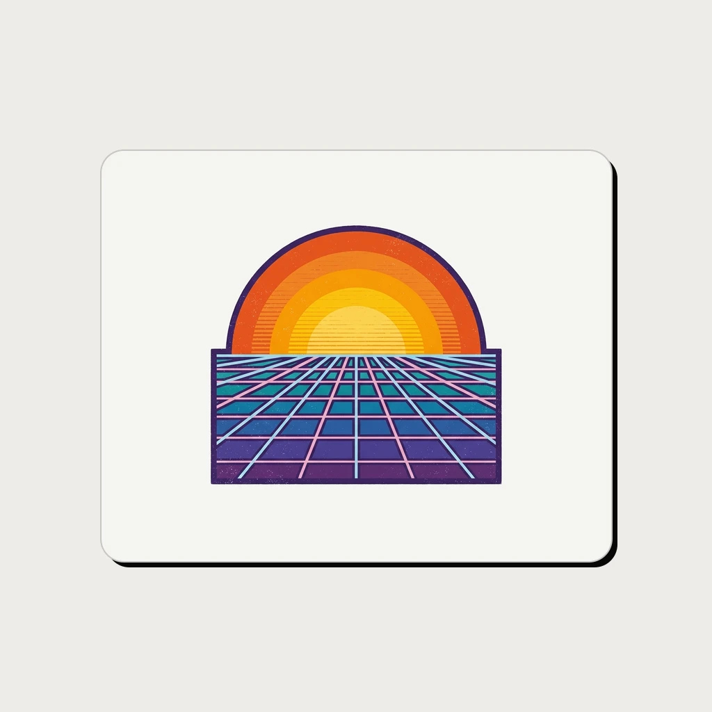 Retro Sunset Grid Desk Mat, Product, Black