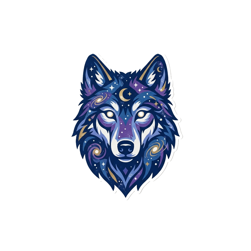 Artwork generated from 'cosmic wolf on the back, hoodie'