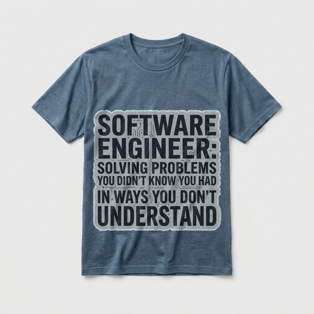 Tee That Says "software Engineer: Solving, Product, Heather Prism Dusty Blue