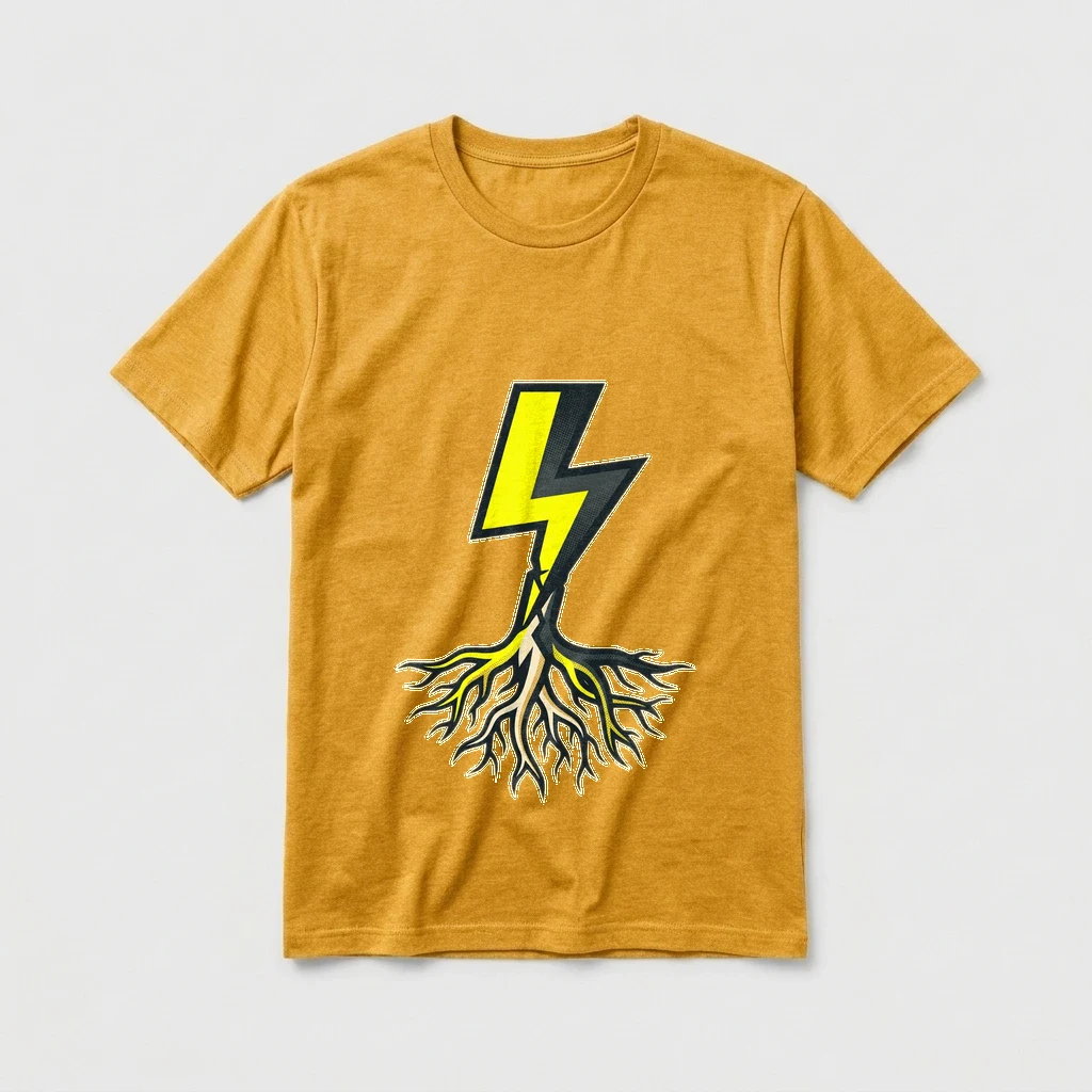 Bold Lightning Bolt Graphic, Tshirt, Product, Heather Yellow Gold