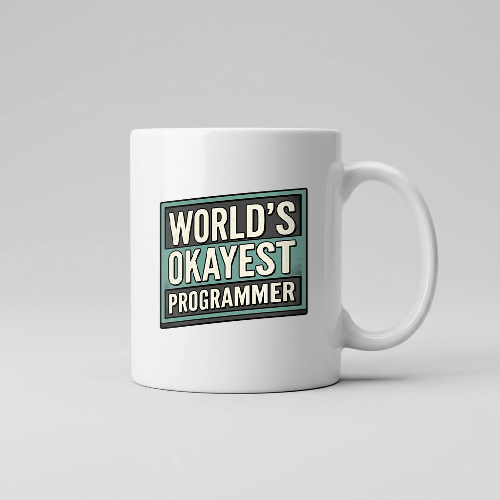 Mug That Says "world's Okayest Programmer", Product, White