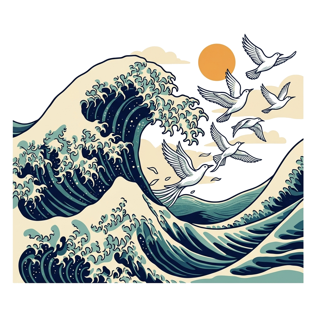 Artwork generated from 'ukiyo-e great wave hoodie'
