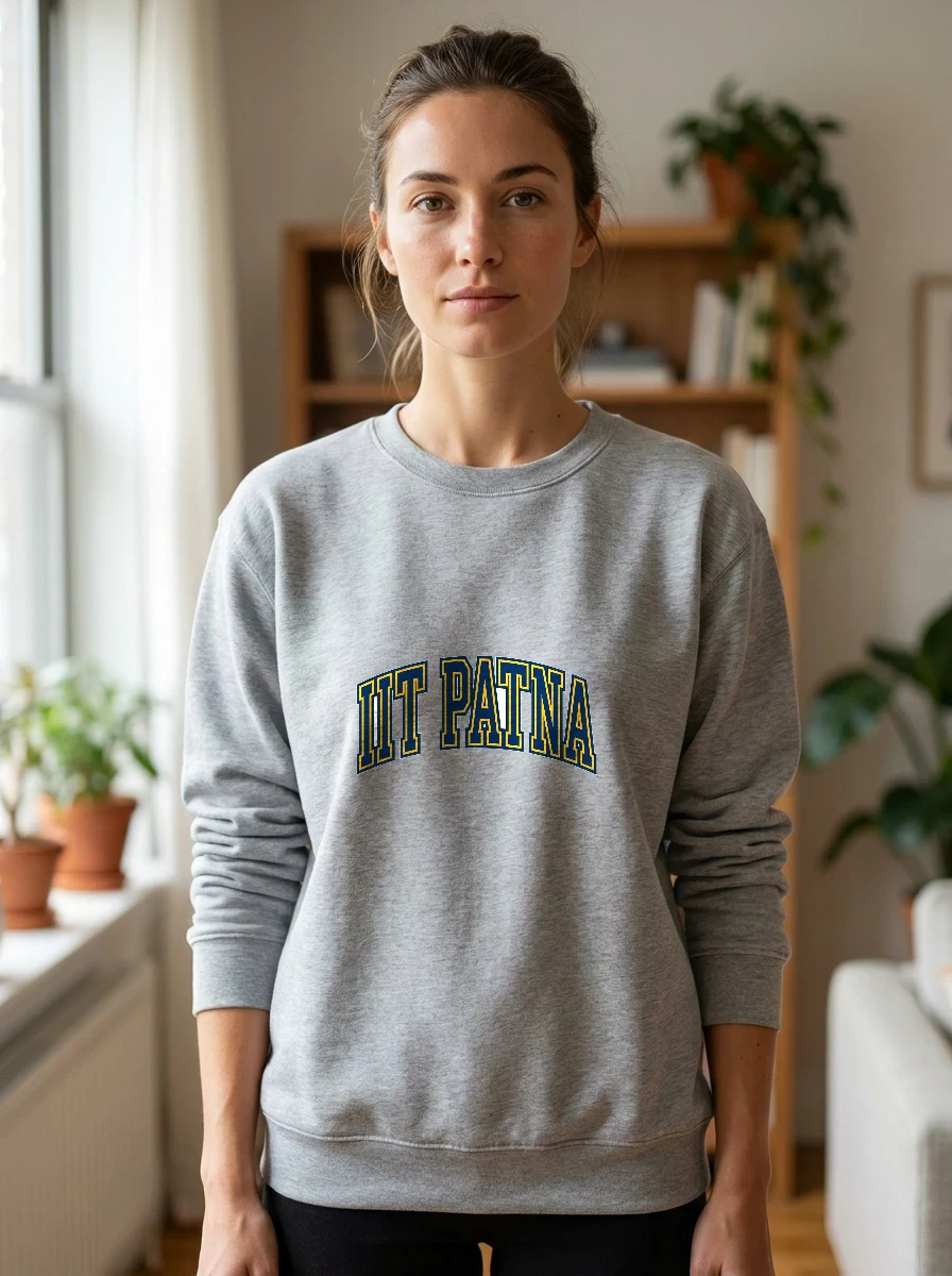 Embroidered Iit Patna Sweatshirt, Worn, Athletic Heather