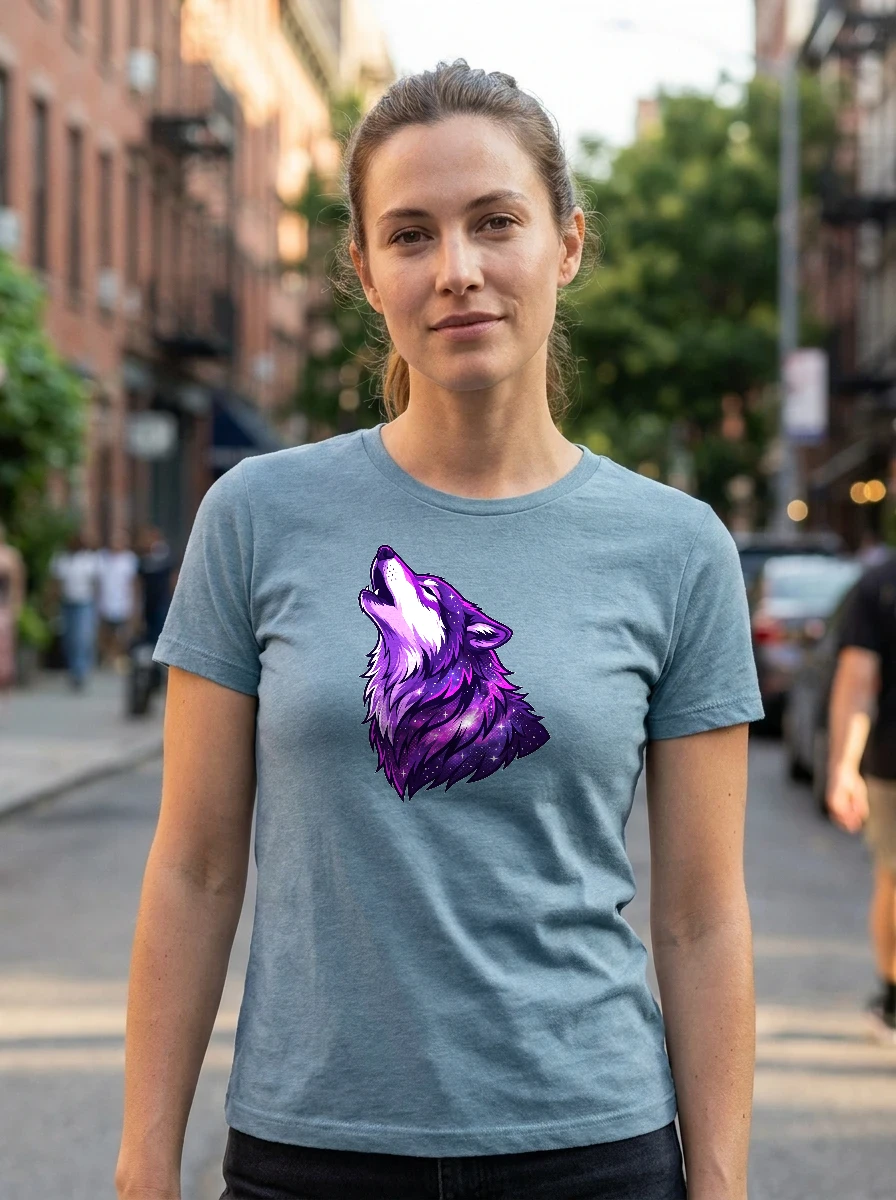 Galaxy Wolf Tee, Worn, Heather Prism Dusty Blue
