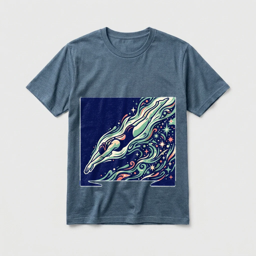 Swim Tee, Product, Heather Prism Dusty Blue