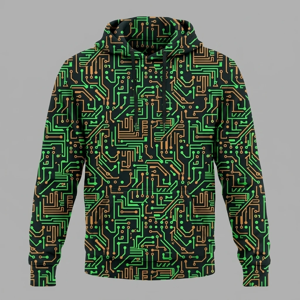 All-over Circuit Traces Pattern Hoodie, Product, All-Over Print